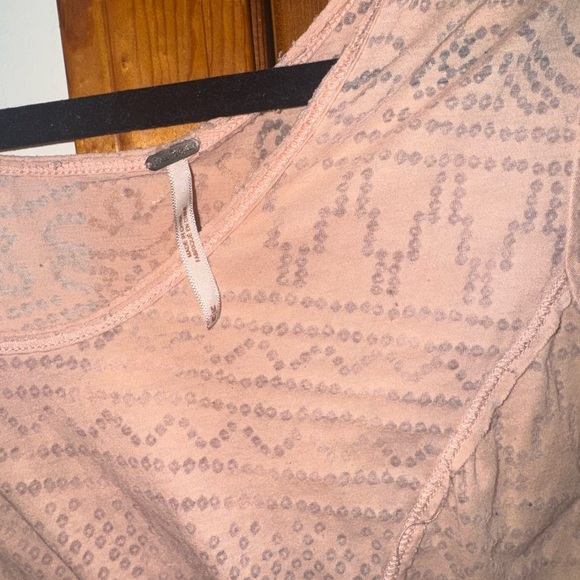 Free People Peach Orange Ombre Burnout Beaded Hem Scoop Neck Top Medium - Picture 4 of 6